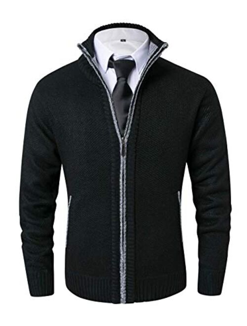 Vcansion Men's Classic Soft Thick Knitted Cardigan Sweaters Long Sleeve Full Zip