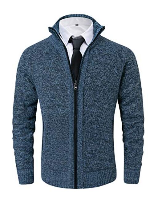 Vcansion Men's Classic Soft Thick Knitted Cardigan Sweaters Long Sleeve Full Zip