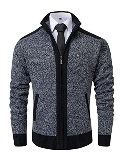 Vcansion Men's Classic Soft Thick Knitted Cardigan Sweaters Long Sleeve Full Zip