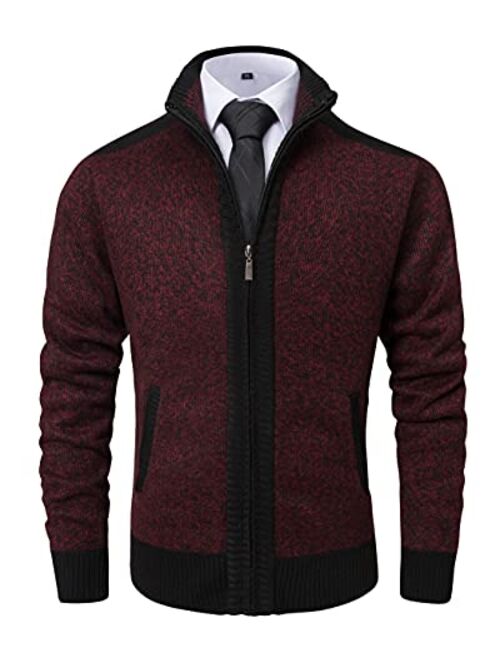 Vcansion Men's Classic Soft Thick Knitted Cardigan Sweaters Long Sleeve Full Zip