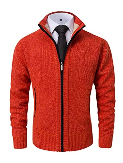 Vcansion Men's Classic Soft Thick Knitted Cardigan Sweaters Long Sleeve Full Zip