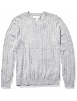 Men's Crewneck Cable Cotton Sweater