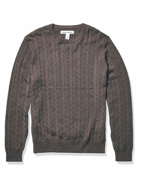 Amazon Essentials Men's Crewneck Cable Cotton Sweater