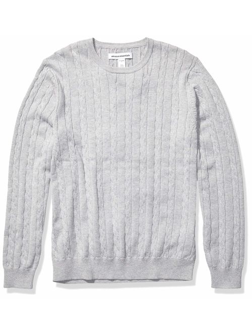 Amazon Essentials Men's Crewneck Cable Cotton Sweater