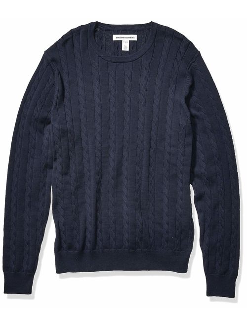 Amazon Essentials Men's Crewneck Cable Cotton Sweater