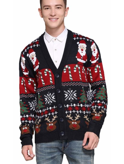 Men's Christmas Rudolph Reindeer Santa Holiday Knitted Sweater Ugly Pullover