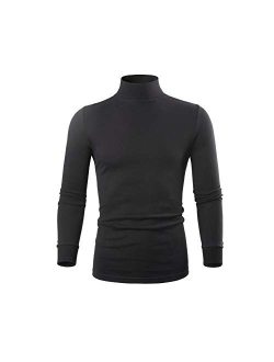 Turtleneck Men Pullover Sweaters, Long Sleeve Mock Turtleneck Shirt for Men, Black White Navy Blue Grey Yellow Brown