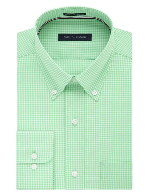 Tommy Hilfiger Men's Gingham Button Down Regular Fit Non Iron Dress Shirt