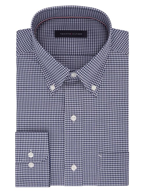 Tommy Hilfiger Men's Gingham Button Down Regular Fit Non Iron Dress Shirt