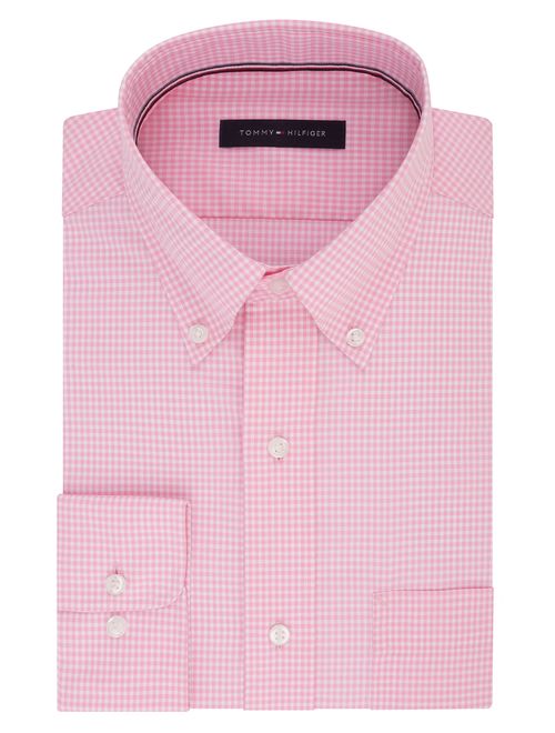 Tommy Hilfiger Men's Gingham Button Down Regular Fit Non Iron Dress Shirt