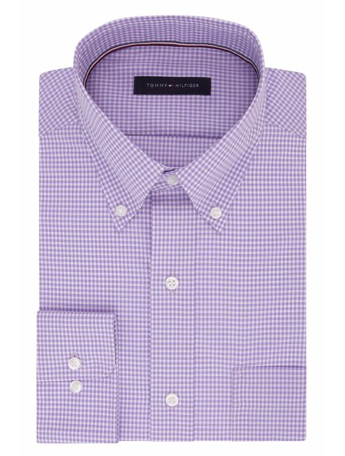 Tommy Hilfiger Men's Gingham Button Down Regular Fit Non Iron Dress Shirt