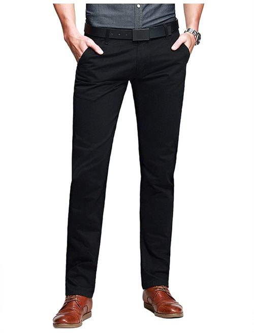 Match Mens Slim Tapered Flat Front Casual Pants