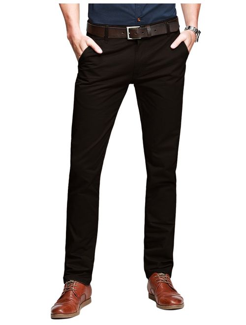 Match Mens Slim Tapered Flat Front Casual Pants