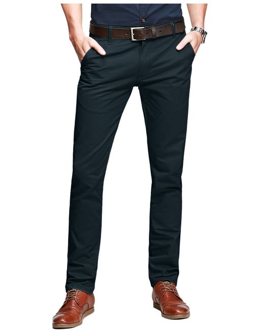 Match Mens Slim Tapered Flat Front Casual Pants