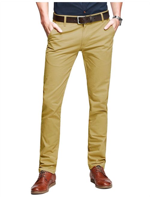 Match Mens Slim Tapered Flat Front Casual Pants