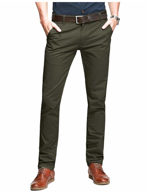 Match Mens Slim Tapered Flat Front Casual Pants