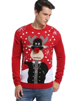 Daisysboutique Men's Holiday Reindeer Snowman Santa Snowflakes Sweater