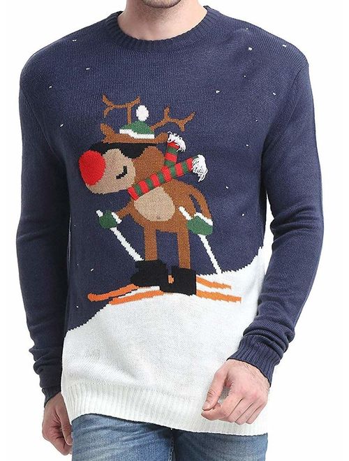 Daisysboutique Men's Holiday Reindeer Snowman Santa Snowflakes Sweater