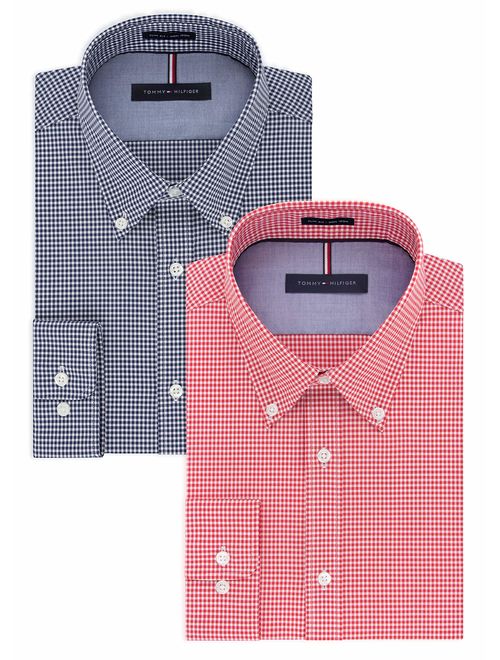 Tommy Hilfiger Men's Gingham Slim Fit Non Iron Dress Shirt