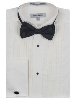 Adam Baker Men's Regular & Slim Fit Wingtip Collar French Cuff Formal Tuxedo Shirt (Bowtie & Cufflinks Included)