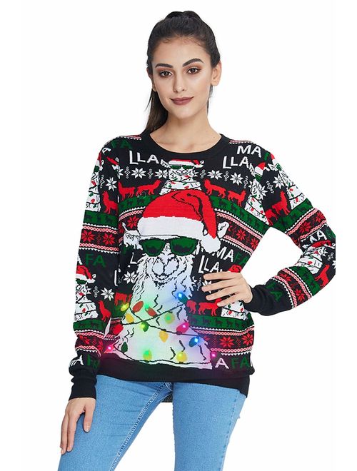 RAISEVERN Unisex's Ugly Christmas Sweater Xmas Holiday Party Knitted Pullover