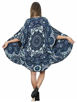 Women Floral Kimono Cardigan Chiffon Casual Loose Open Front Cover Up Tops