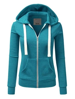 Doublju Lightweight Thin Zip-Up Hoodie Jacket for Women with Plus Size