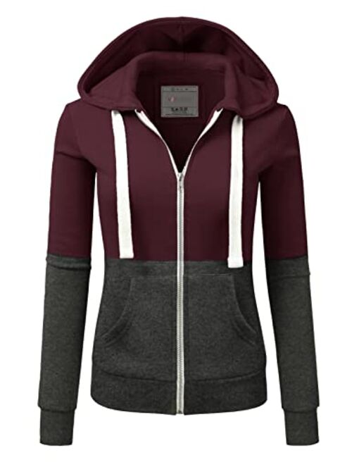 Doublju Lightweight Thin Zip-Up Hoodie Jacket for Women with Plus Size