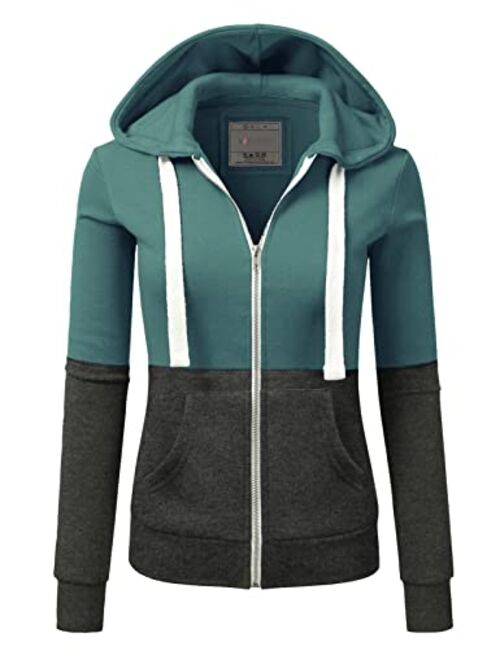 Doublju Lightweight Thin Zip-Up Hoodie Jacket for Women with Plus Size