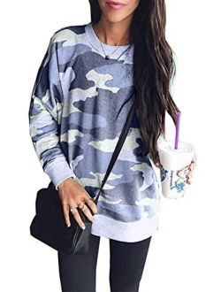 BTFBM Women's Leopard Print Long Sleeve Crew Neck Fit Casual Sweatshirt Pullover Tops Shirts