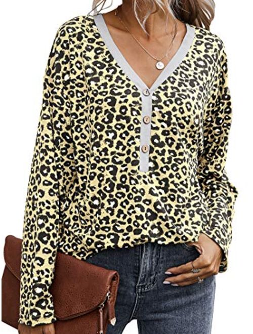 BTFBM Women's Leopard Print Long Sleeve Crew Neck Fit Casual Sweatshirt Pullover Tops Shirts