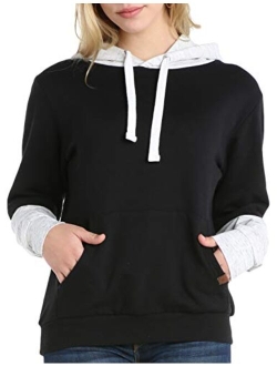 Doublju Basic Lightweight Pullover Hoodie Sweatshirt for Women