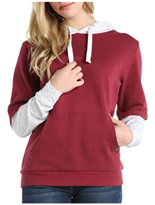 Doublju Basic Lightweight Pullover Hoodie Sweatshirt for Women