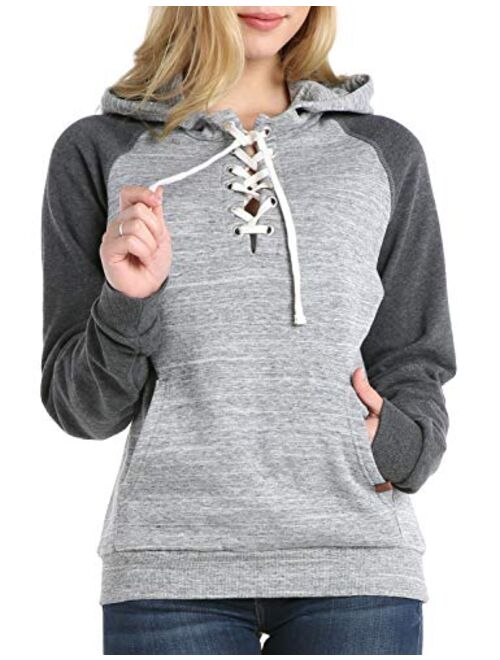 Doublju Basic Lightweight Pullover Hoodie Sweatshirt for Women