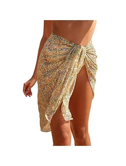 Eicolorte Beach Sarong Pareo Womens Semi-Sheer Swimwear Cover Ups Short Skirt with Tassels