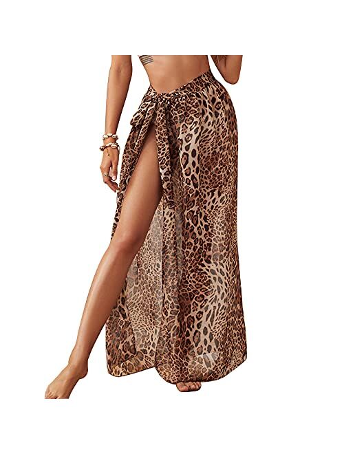 Eicolorte Beach Sarong Pareo Womens Semi-Sheer Swimwear Cover Ups Short Skirt with Tassels