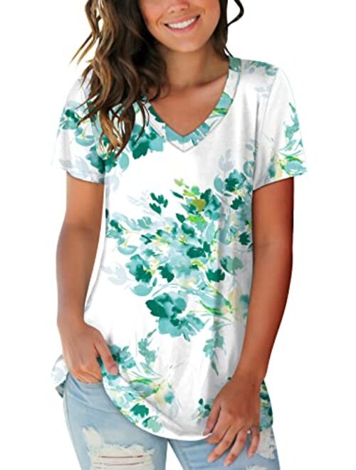 SAMPEEL Women's Basic V Neck Short Sleeve T Shirts Summer Casual Tops