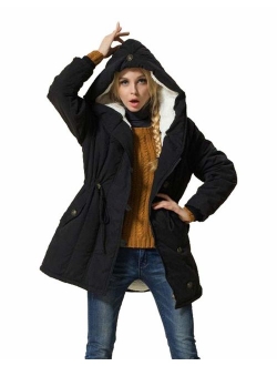 Eleter Women's Winter Warm Coat Hoodie Parkas Overcoat Fleece Outwear Jacket with Drawstring