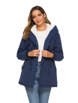 Eleter Women's Winter Warm Coat Hoodie Parkas Overcoat Fleece Outwear Jacket with Drawstring