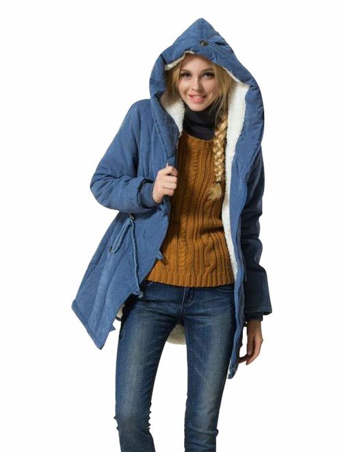 Eleter Women's Winter Warm Coat Hoodie Parkas Overcoat Fleece Outwear Jacket with Drawstring