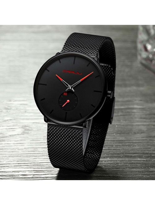 Mens Watch Ultra Thin Wrist Watches for Men Fashion Waterproof Dress Stainless Steel Band