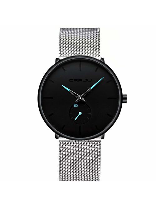 Mens Watch Ultra Thin Wrist Watches for Men Fashion Waterproof Dress Stainless Steel Band