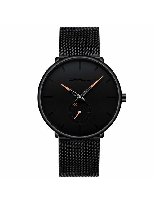 Mens Watch Ultra Thin Wrist Watches for Men Fashion Waterproof Dress Stainless Steel Band