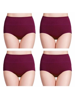 wirarpa Women's High Waisted Cotton Underwear Ladies Soft Full Briefs Panties Multipack