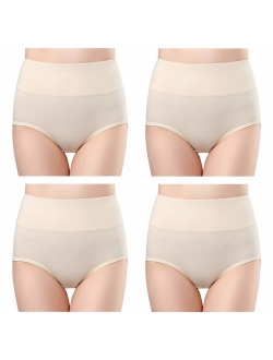 wirarpa Women's High Waisted Cotton Underwear Ladies Soft Full Briefs Panties Multipack