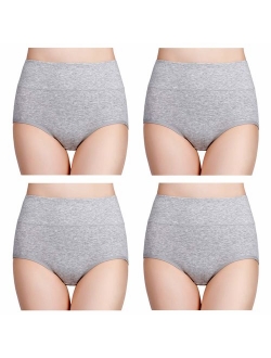 wirarpa Women's High Waisted Cotton Underwear Ladies Soft Full Briefs Panties Multipack