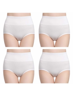 wirarpa Women's High Waisted Cotton Underwear Ladies Soft Full Briefs Panties Multipack