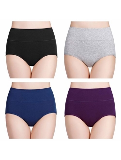 wirarpa Women's High Waisted Cotton Underwear Ladies Soft Full Briefs Panties Multipack