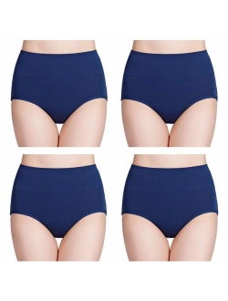 wirarpa Women's High Waisted Cotton Underwear Ladies Soft Full Briefs Panties Multipack