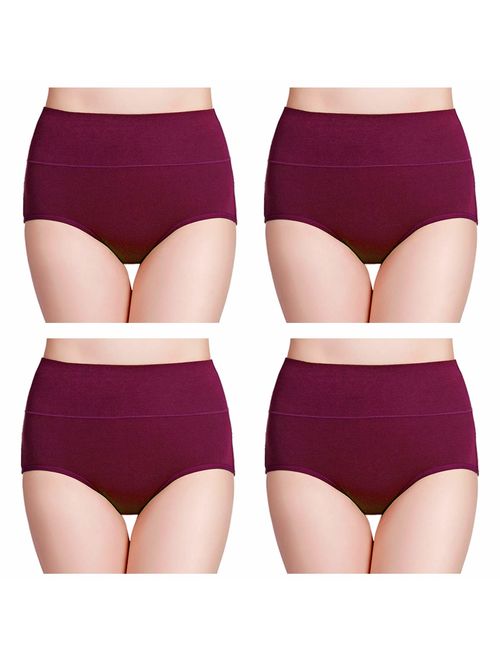 wirarpa Women's High Waisted Cotton Underwear Ladies Soft Full Briefs Panties Multipack